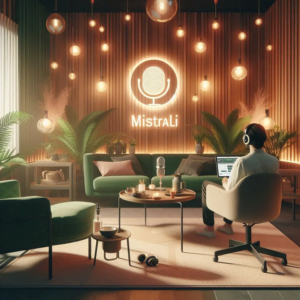 Lieu d'enregistrement du podcast de Mistrali avec le logo
